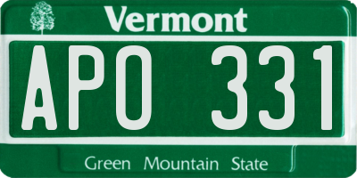 VT license plate APO331