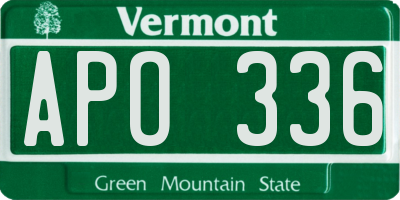 VT license plate APO336