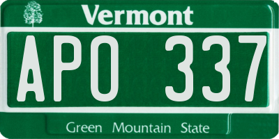 VT license plate APO337