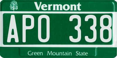 VT license plate APO338