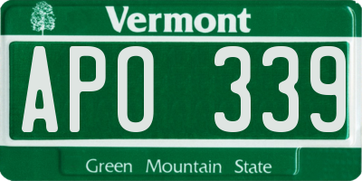 VT license plate APO339