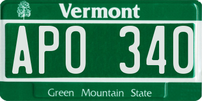 VT license plate APO340