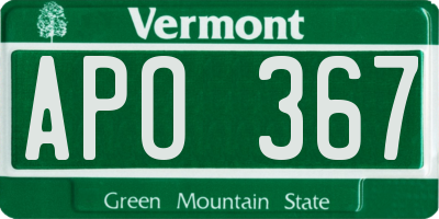 VT license plate APO367
