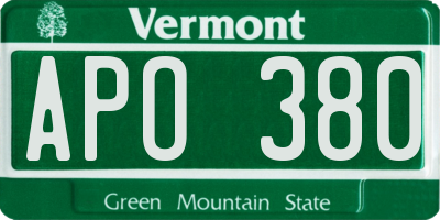 VT license plate APO380