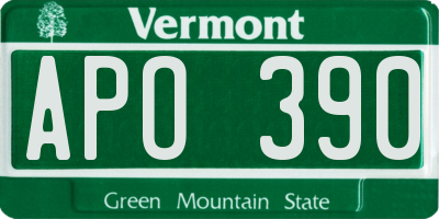 VT license plate APO390