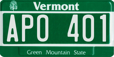 VT license plate APO401