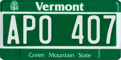 VT license plate APO407