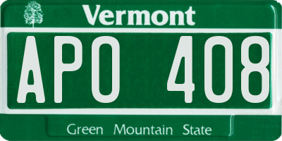 VT license plate APO408