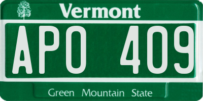 VT license plate APO409