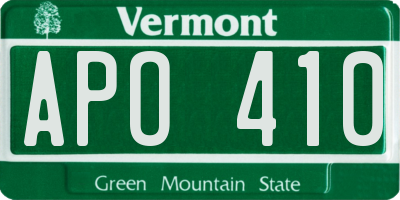 VT license plate APO410
