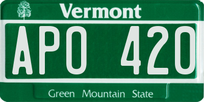 VT license plate APO420