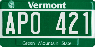 VT license plate APO421