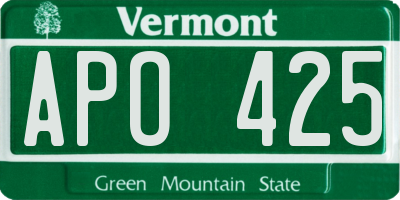 VT license plate APO425