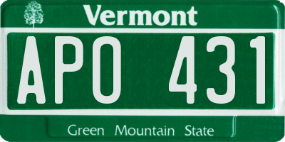 VT license plate APO431