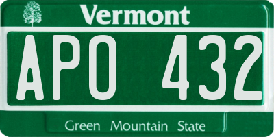 VT license plate APO432