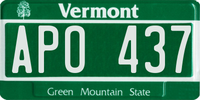 VT license plate APO437
