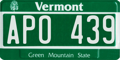 VT license plate APO439