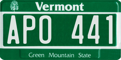 VT license plate APO441