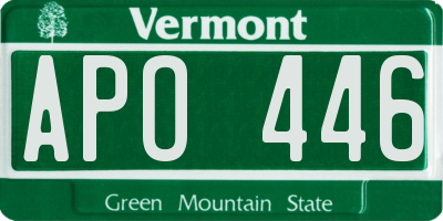 VT license plate APO446