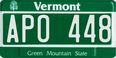 VT license plate APO448