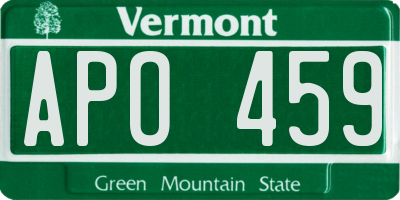 VT license plate APO459