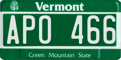 VT license plate APO466