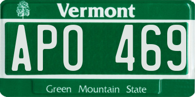 VT license plate APO469