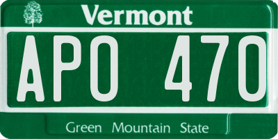 VT license plate APO470