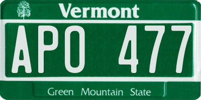 VT license plate APO477