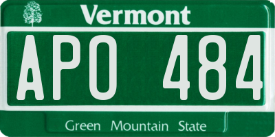 VT license plate APO484