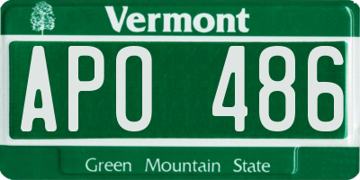VT license plate APO486