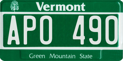 VT license plate APO490