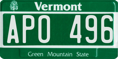 VT license plate APO496