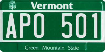 VT license plate APO501
