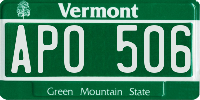 VT license plate APO506