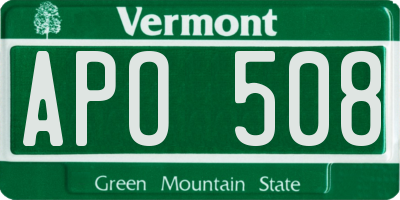 VT license plate APO508