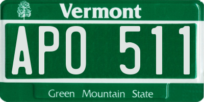 VT license plate APO511