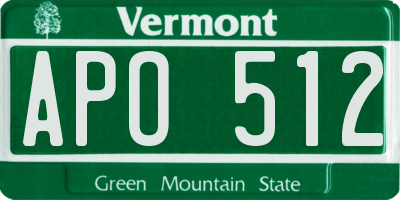 VT license plate APO512