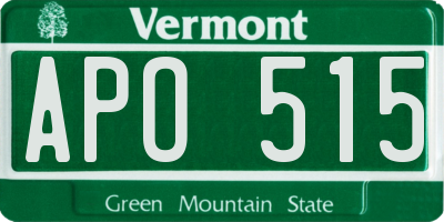VT license plate APO515