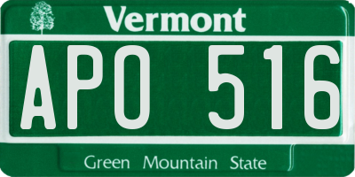 VT license plate APO516