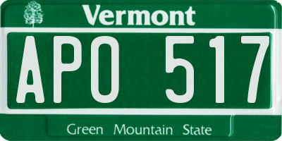 VT license plate APO517