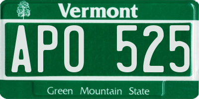 VT license plate APO525