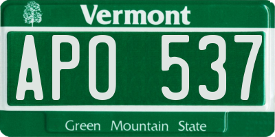 VT license plate APO537