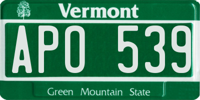 VT license plate APO539
