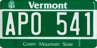 VT license plate APO541