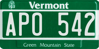 VT license plate APO542