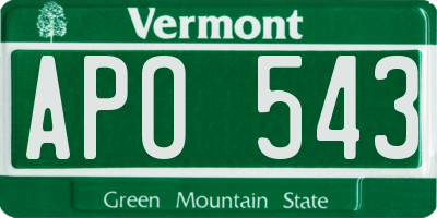 VT license plate APO543