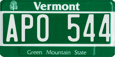 VT license plate APO544
