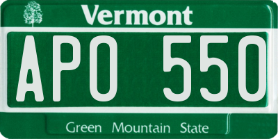 VT license plate APO550
