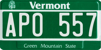 VT license plate APO557